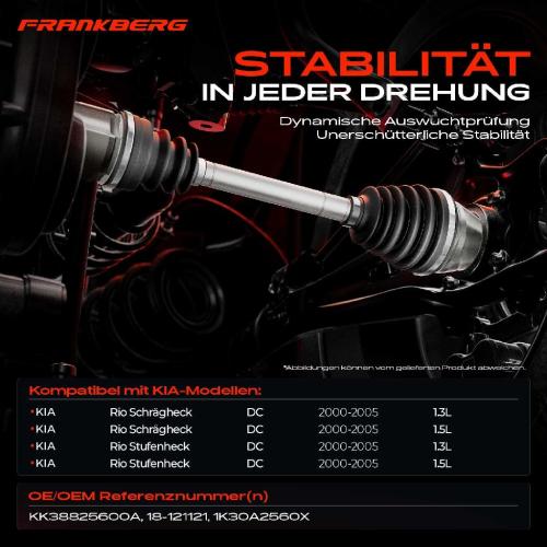 Frankberg 1x Antriebswelle Vorderachse für KIA Rio Schrägheck DC 1.3L 1.5L 2000-2005 Bild Frankberg 1x Antriebswelle Vorderachse für KIA Rio Schrägheck DC 1.3L 1.5L 2000-2005
