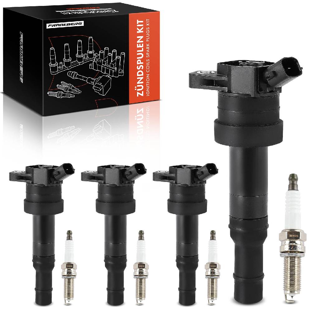Frankberg 4x Zündspule Zündkerze für Hyundai i20 Coupe Hatchback Van KIA Picanto Rio III Stufenheck IV Stonic