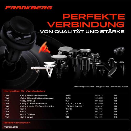 Frankberg 20x Befestigungsclips Unterboden für VW Golf II III Cabriolet Variant Passat Stufenheck Bild Frankberg 20x Befestigungsclips Unterboden für VW Golf II III Cabriolet Variant Passat Stufenheck