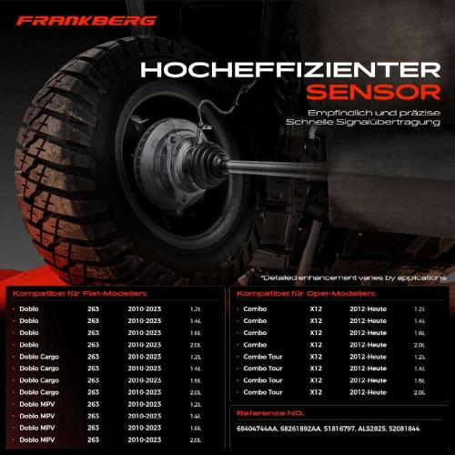 Frankberg 1x ABS Sensor Vorderachse beidseitig für Fiat Doblo Cargo MPV Opel Combo Tour 1.2L 1.4L 1.6L 2.0L Bj ab 2010 Bild Frankberg 1x ABS Sensor Vorderachse beidseitig für Fiat Doblo Cargo MPV Opel Combo Tour 1.2L 1.4L 1.6L 2.0L Bj ab 2010
