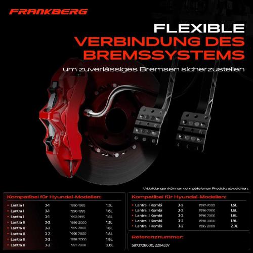 Frankberg 1x Bremsschlauch Bremsschläuche Hinterachse Links oder Rechts für Hyundai Lantra II J-1 Kombi J-2 Bild Frankberg 1x Bremsschlauch Bremsschläuche Hinterachse Links oder Rechts für Hyundai Lantra II J-1 Kombi J-2