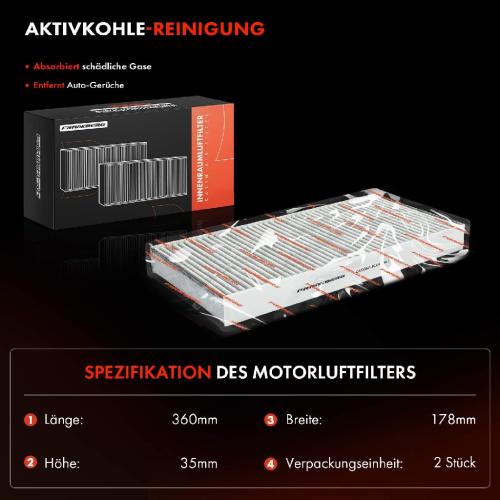 2x Innenraumfilter Aktivkohle für Mercedes-Benz SLC SLK R171 R172 Bild 2x Innenraumfilter Aktivkohle für Mercedes-Benz SLC SLK R171 R172