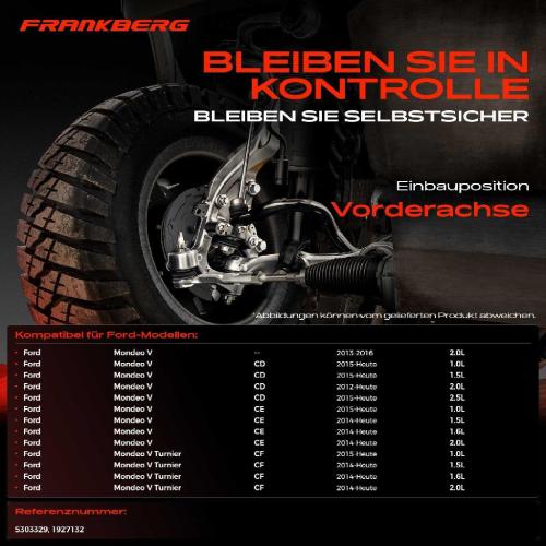 Frankberg 1x Querlenker Vorderachse für Ford Mondeo V Schrägheck Stufenheck Turnier 1.5L 1.6L 2.0L 2.5L Bj ab 2012 Bild Frankberg 1x Querlenker Vorderachse für Ford Mondeo V Schrägheck Stufenheck Turnier 1.5L 1.6L 2.0L 2.5L Bj ab 2012