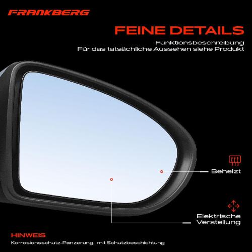 Frankberg 1x Außenspiegel Rechts für Nissan Qashqai I J10 JJ10E NJ10 1.5L 1.6L 2.0L 2006-2014 Bild Frankberg 1x Außenspiegel Rechts für Nissan Qashqai I J10 JJ10E NJ10 1.5L 1.6L 2.0L 2006-2014