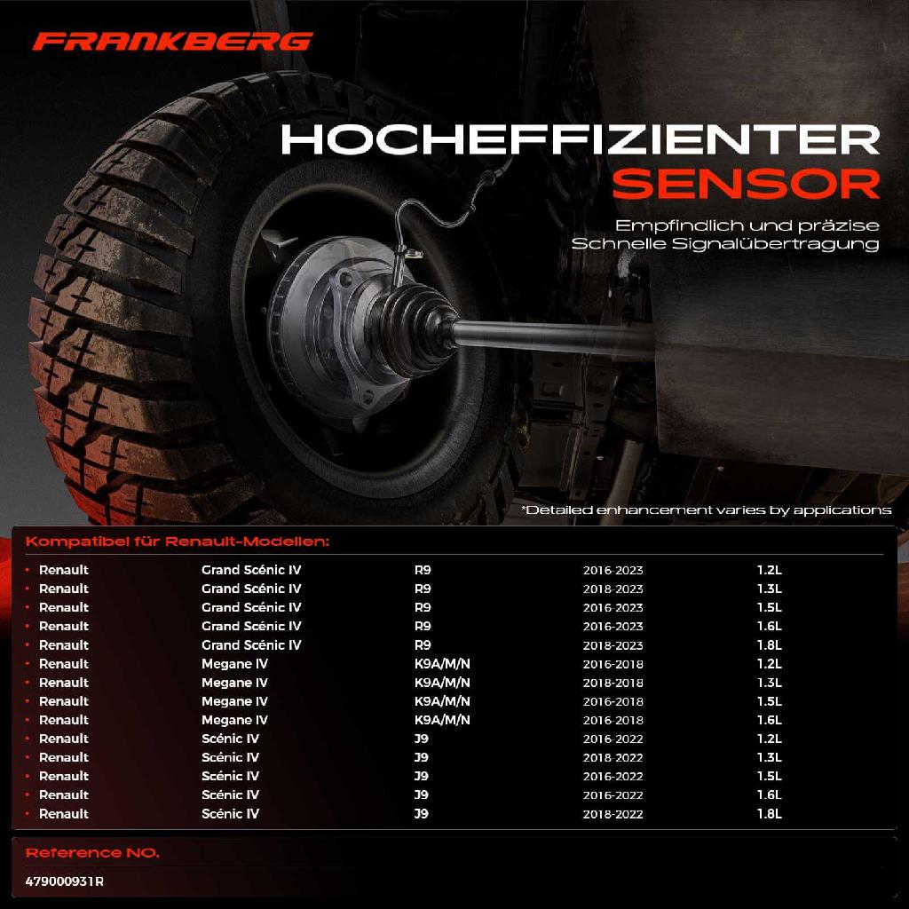 1x ABS Sensor Hinterachse beidseitig für Renault Grand Scénic IV Megane Grandtour Schrägheck Stufenheck