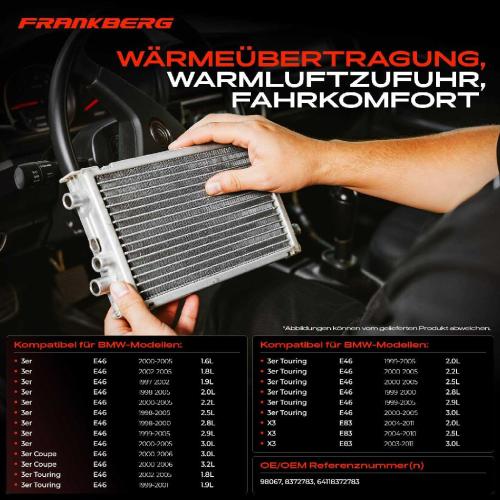 1x Wärmetauscher Innenraumheizung für BMW 3er E46 316-330 X3 E83 xDrive 2.0L 3.0L Bild 1x Wärmetauscher Innenraumheizung für BMW 3er E46 316-330 X3 E83 xDrive 2.0L 3.0L
