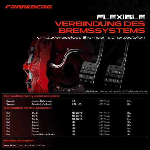 Frankberg 1x Bremsschlauch Bremsschläuche Hinterachse Links für Hyundai Accent Stufenheck KIA Rio IV FB SC YB Bild Frankberg 1x Bremsschlauch Bremsschläuche Hinterachse Links für Hyundai Accent Stufenheck KIA Rio IV FB SC YB