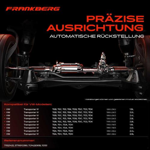 Frankberg 1x Lenkgetriebe Servolenkgetriebe für VW Transporter IV Bus Kasten 70 7D 1.9L-2.8L 1990-2003 Bild Frankberg 1x Lenkgetriebe Servolenkgetriebe für VW Transporter IV Bus Kasten 70 7D 1.9L-2.8L 1990-2003