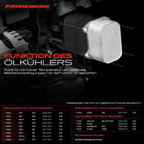 1x Ölkühler Motoröl für Volvo C30 C70 II S40 II S60 II S80 II V40 V50 V60 I V70 III Bild 1x Ölkühler Motoröl für Volvo C30 C70 II S40 II S60 II S80 II V40 V50 V60 I V70 III