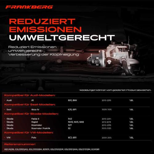 Frankberg 1x AGR-Ventil Abgasrückführungsventil für VW Polo Audi A1 Sportback Seat Ibiza IV Sportcoupe Skoda Bild Frankberg 1x AGR-Ventil Abgasrückführungsventil für VW Polo Audi A1 Sportback Seat Ibiza IV Sportcoupe Skoda