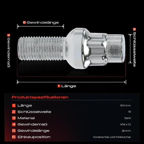 Frankberg 5x Radschraube für VW Transporter T5 Multivan Audi Q7 Bild Frankberg 5x Radschraube für VW Transporter T5 Multivan Audi Q7
