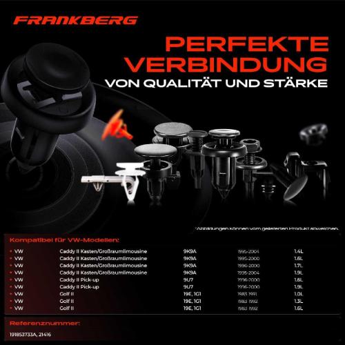 Frankberg 20x Befestigungsclips Dachleiste für VW Golf 2 Polo Classic Passat Caddy 2 Jetta Bild Frankberg 20x Befestigungsclips Dachleiste für VW Golf 2 Polo Classic Passat Caddy 2 Jetta