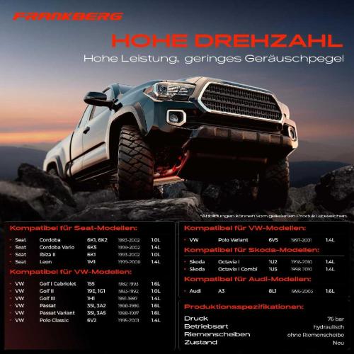 Frankberg 1x Servopumpe hydraulisch für VW Golf I Cabriolet III IV Variant Audi A3 Seat Skoda Bild Frankberg 1x Servopumpe hydraulisch für VW Golf I Cabriolet III IV Variant Audi A3 Seat Skoda