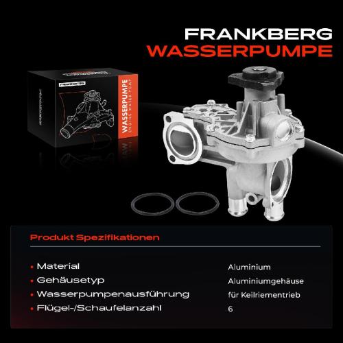 Frankberg 1x Wasserpumpe Kühlwasserpumpe für VW Golf Polo Passat Caddy I Audi A6 80 100 Seat Ibiza II Ford Bild Frankberg 1x Wasserpumpe Kühlwasserpumpe für VW Golf Polo Passat Caddy I Audi A6 80 100 Seat Ibiza II Ford