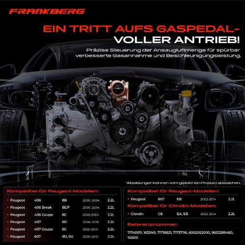 Frankberg 1x Drosselklappe Drosselklappenstutzen für Citroën C8 Peugeot 406 407 607 807 2.2L Bild Frankberg 1x Drosselklappe Drosselklappenstutzen für Citroën C8 Peugeot 406 407 607 807 2.2L