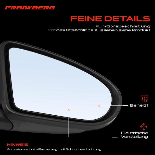 Frankberg 1x Außenspiegel Rechts für Nissan Qashqai I J10 JJ10E NJ10 1.5L 1.6L 2.0L 2007-2013 Bild Frankberg 1x Außenspiegel Rechts für Nissan Qashqai I J10 JJ10E NJ10 1.5L 1.6L 2.0L 2007-2013