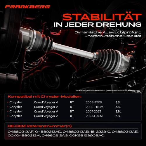 1x Antriebswelle Vorderachse Rechts für Chrysler Grand Voyager V RT 3.3L 3.8L Bj ab 2007 Bild 1x Antriebswelle Vorderachse Rechts für Chrysler Grand Voyager V RT 3.3L 3.8L Bj ab 2007