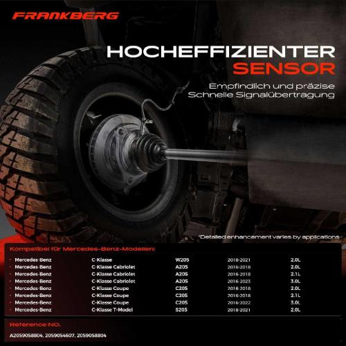 Frankberg 1x ABS Sensor Vorderachse links für Mercedes-Benz C-Klasse Cabriolet Coupe T-Model W205 A205 C205 S205 Bild Frankberg 1x ABS Sensor Vorderachse links für Mercedes-Benz C-Klasse Cabriolet Coupe T-Model W205 A205 C205 S205