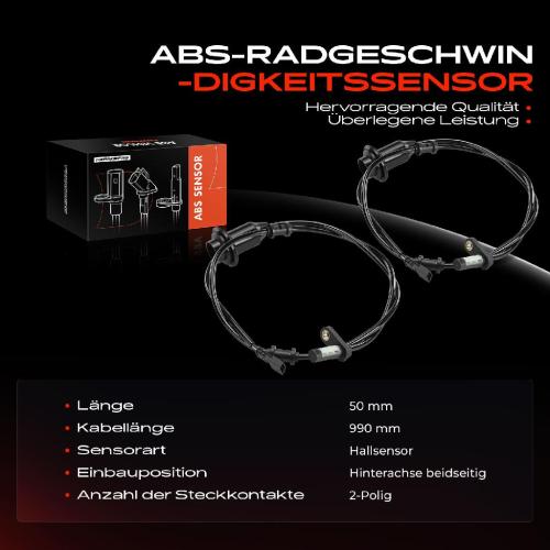 2x ABS Sensor Hinterachse beidseitig für Mercedes-Benz SL R230 3.7L 5.0L 5.4L 2001-2012 Bild 2x ABS Sensor Hinterachse beidseitig für Mercedes-Benz SL R230 3.7L 5.0L 5.4L 2001-2012