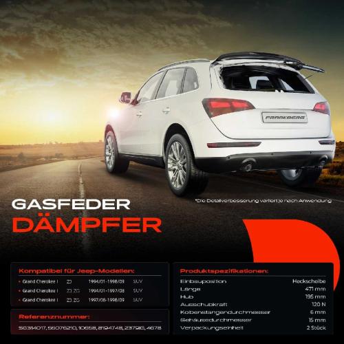 2x Gasfeder Dämpfer Heckscheibe für Jeep Grand Cherokee I ZJ ZG SUV 1994-1998 Bild 2x Gasfeder Dämpfer Heckscheibe für Jeep Grand Cherokee I ZJ ZG SUV 1994-1998