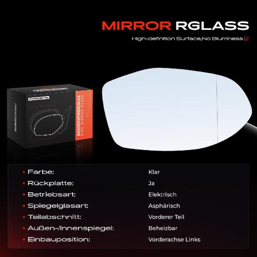 1x Spiegelglas Außenspiegel links für Audi A7 Sportback 4GA 4GF 2010-2018 Bild 1x Spiegelglas Außenspiegel links für Audi A7 Sportback 4GA 4GF 2010-2018