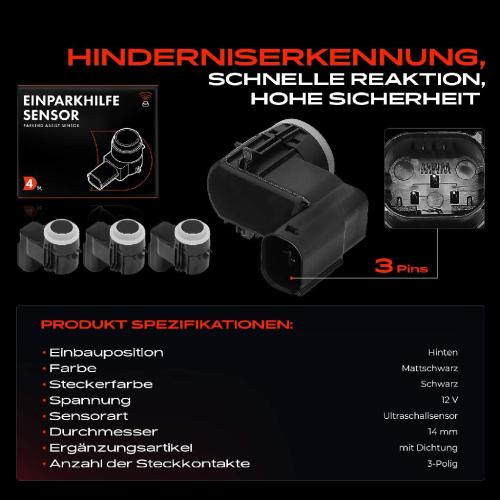 4x Parksensor PDC Sensor Hinten für Peugeot 5008 0E 0U 3008 Citroën C3 SC DS3 SA Bild 4x Parksensor PDC Sensor Hinten für Peugeot 5008 0E 0U 3008 Citroën C3 SC DS3 SA