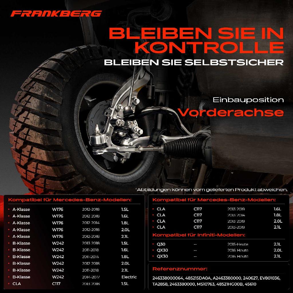 2x Spurstange Vorderachse für Infiniti Q30 QX30 Mercedes-Benz A-Klasse W176 W242 W246 C117 X117 X156