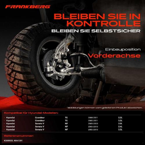 Frankberg 1x Querlenker Satz Vorderachse für Hyundai Grandeur TG Sonata V NF 2.2L 3.3L 2.0L 2.4L 2005-2011 Bild Frankberg 1x Querlenker Satz Vorderachse für Hyundai Grandeur TG Sonata V NF 2.2L 3.3L 2.0L 2.4L 2005-2011