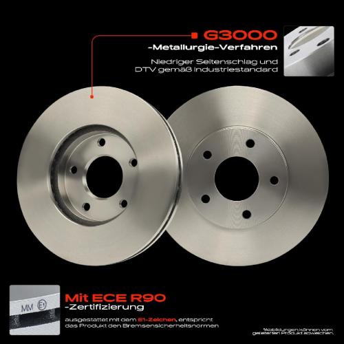 2x Bremsscheiben Vorderachse für Nissan Almera Tino Cefiro III Stufenheck Bj ab 2000 Bild 2x Bremsscheiben Vorderachse für Nissan Almera Tino Cefiro III Stufenheck Bj ab 2000