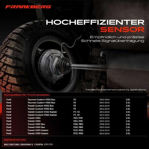 Frankberg 1x ABS Sensor Hinterachse beidseitig für Ford Tourneo Custom V362 Bus Transit Kasten V363 2.0L 2.2L 2012-2023 Bild Frankberg 1x ABS Sensor Hinterachse beidseitig für Ford Tourneo Custom V362 Bus Transit Kasten V363 2.0L 2.2L 2012-2023