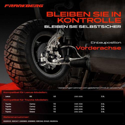 Frankberg 1x Querlenker Satz Vorderachse für Lexus RX Toyota Camry Stufenheck Solara Cabriolet Coupe 3.3L 2003-2008 Bild Frankberg 1x Querlenker Satz Vorderachse für Lexus RX Toyota Camry Stufenheck Solara Cabriolet Coupe 3.3L 2003-2008