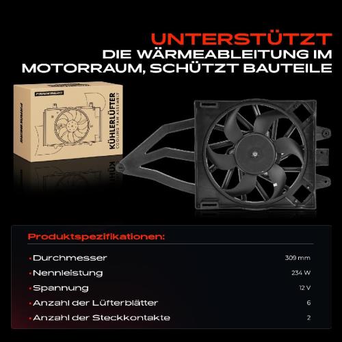 Frankberg 1x Motorkühller Einfachlüfter mit Kühlerlüfterrahmen Fiat Panda 169 1.1L 1.2L 1.4L Bj ab 2006 Bild Frankberg 1x Motorkühller Einfachlüfter mit Kühlerlüfterrahmen Fiat Panda 169 1.1L 1.2L 1.4L Bj ab 2006