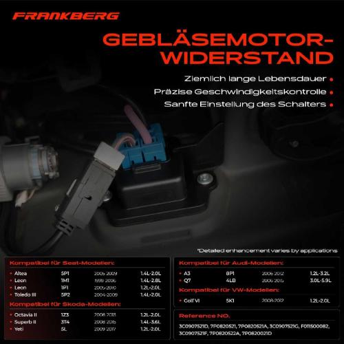 Frankberg 1x Widerstand Vorwiderstand Gebläsemotor für VW Audi A3 8P1 8PA Q3 8U Q7 Seat Bild Frankberg 1x Widerstand Vorwiderstand Gebläsemotor für VW Audi A3 8P1 8PA Q3 8U Q7 Seat