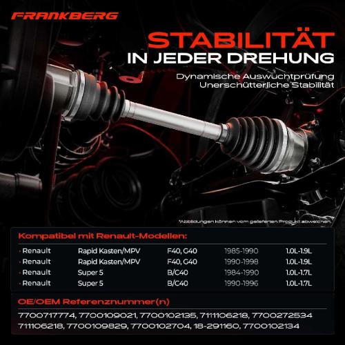 1x Antriebswelle Vorderachse Links für Renault Rapid F40 G40 Super 5 B/C40 1984-1998 Bild 1x Antriebswelle Vorderachse Links für Renault Rapid F40 G40 Super 5 B/C40 1984-1998