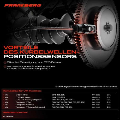 1x Kurbelwellensensor Impulsgeber für VW LT 28-35 28-46 II Transporter IV 2.5L Bild 1x Kurbelwellensensor Impulsgeber für VW LT 28-35 28-46 II Transporter IV 2.5L