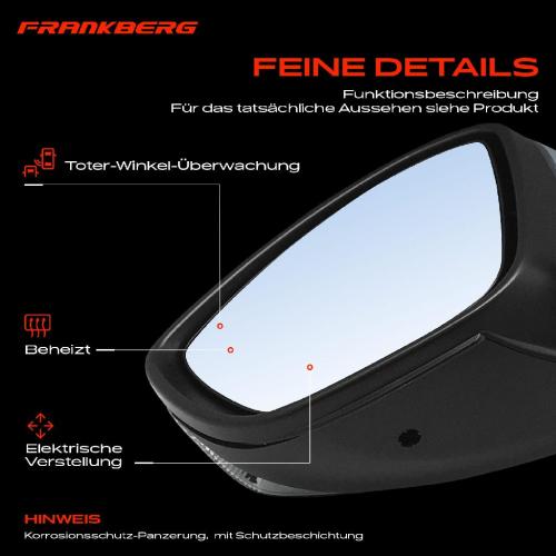 Frankberg 1x Außenspiegel Links für Citroën C3 III SX 1.2L 1.6L 2016-2018 Bild Frankberg 1x Außenspiegel Links für Citroën C3 III SX 1.2L 1.6L 2016-2018