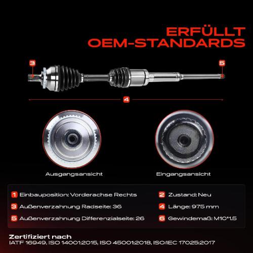 1x Antriebswelle Vorderachse Rechts für Volvo S60 I S80 I V70 II 2.4L 2.5L 2002-2010 Bild 1x Antriebswelle Vorderachse Rechts für Volvo S60 I S80 I V70 II 2.4L 2.5L 2002-2010