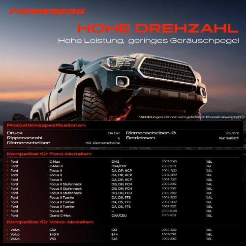 Frankberg 1x Servopumpe hydraulisch für Ford Focus C-Max II Focus II III Grand C-Max Volvo Bild Frankberg 1x Servopumpe hydraulisch für Ford Focus C-Max II Focus II III Grand C-Max Volvo