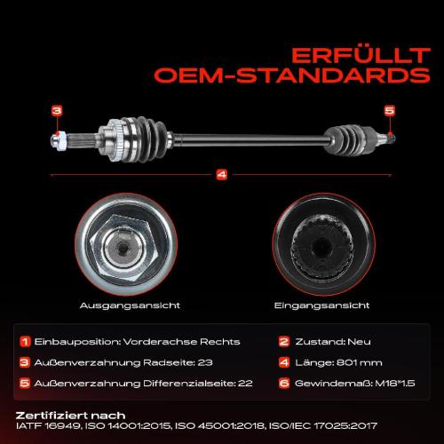 1x Antriebswelle Vorderachse Rechts für Suzuki Alto FF HA24 1.1L 2004-2008 Bild 1x Antriebswelle Vorderachse Rechts für Suzuki Alto FF HA24 1.1L 2004-2008