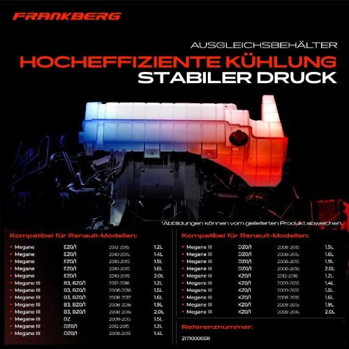Frankberg 1x Ausgleichsbehälter Kühlmittelbehälter für Renault Megane EZ0/1 Grand Scénic III JZ0/1 Bild Frankberg 1x Ausgleichsbehälter Kühlmittelbehälter für Renault Megane EZ0/1 Grand Scénic III JZ0/1