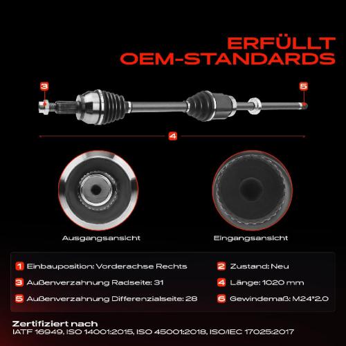 1x Antriebswelle Vorderachse Rechts für Land Rover Discovery Sport L550 Range Rover Evoque L538 Bild 1x Antriebswelle Vorderachse Rechts für Land Rover Discovery Sport L550 Range Rover Evoque L538