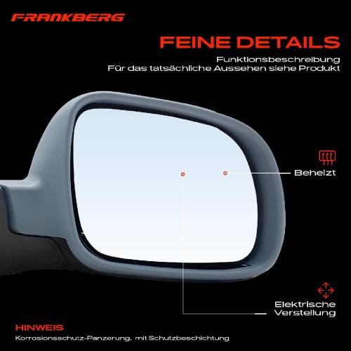 Frankberg 1x Außenspiegel Rechts für VW Passat Passat Variant 3B2 3B3 3B5 3B6 1996-2005 Bild Frankberg 1x Außenspiegel Rechts für VW Passat Passat Variant 3B2 3B3 3B5 3B6 1996-2005