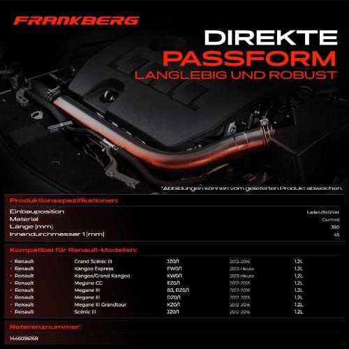 Frankberg 1x Kühlerschlauch Turboschlauch für Renault Grand Scénic III Kangoo Express Kangoo/Grand Megane CC III Coupe Bild Frankberg 1x Kühlerschlauch Turboschlauch für Renault Grand Scénic III Kangoo Express Kangoo/Grand Megane CC III Coupe