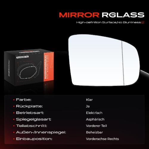1x Spiegelglas Außenspiegel rechts für Mercedes-Benz M-Klasse W163 1998-2005 Bild 1x Spiegelglas Außenspiegel rechts für Mercedes-Benz M-Klasse W163 1998-2005