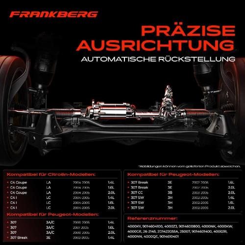 Frankberg 1x Lenkgetriebe Servolenkgetriebe für Citroën C4 I LA LC Peugeot 307 3A/C 3E 3B 3H Bild Frankberg 1x Lenkgetriebe Servolenkgetriebe für Citroën C4 I LA LC Peugeot 307 3A/C 3E 3B 3H