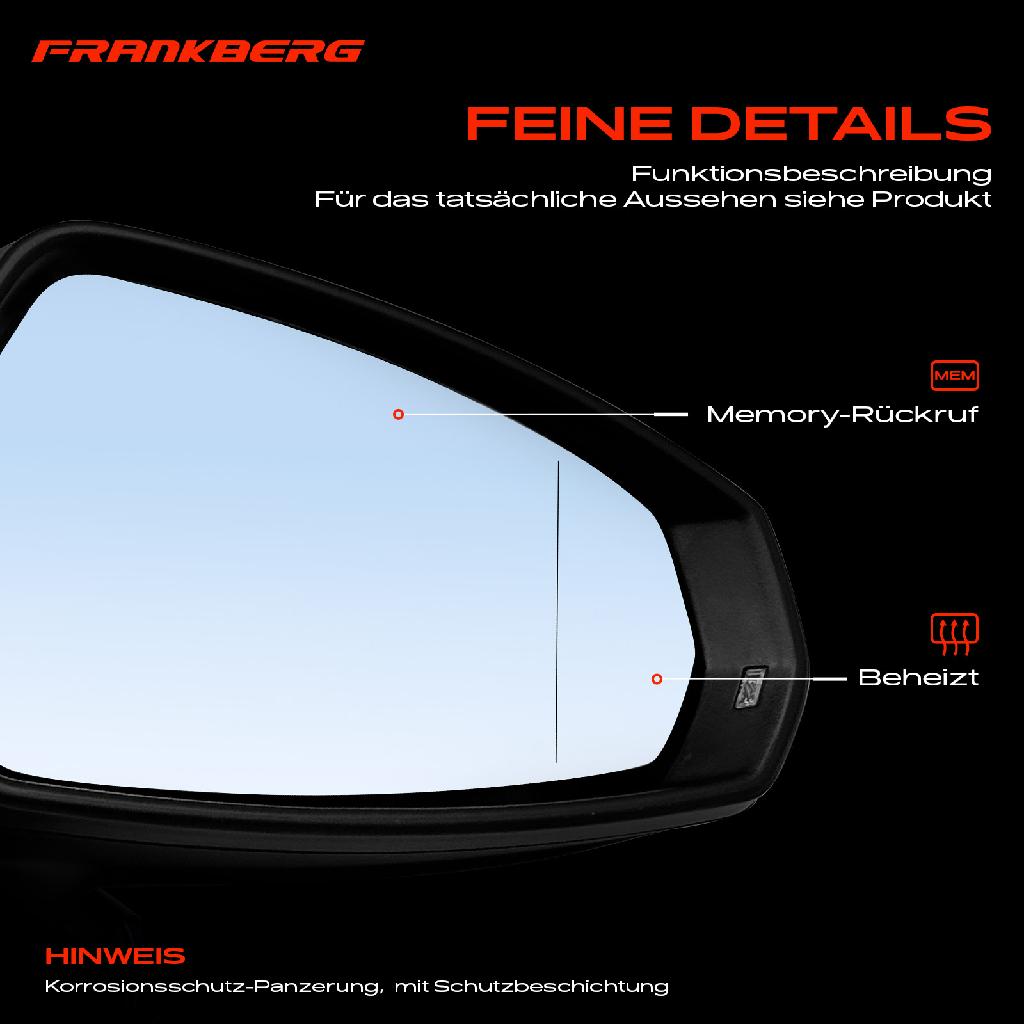1x Außenspiegel Rechts für Audi A3 A3 Sportback 8V1 8VK 8VA 8VF 1.2L 1.4L Bj ab 2012