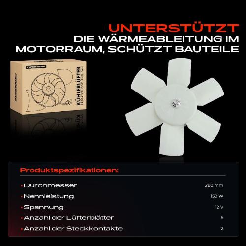 Frankberg 1x Motorkühller Einfachlüfter ohne Kühlerlüfterrahmen VW Caddy II Audi 80 8C Seat Cordoba 6K1 6K2 Bild Frankberg 1x Motorkühller Einfachlüfter ohne Kühlerlüfterrahmen VW Caddy II Audi 80 8C Seat Cordoba 6K1 6K2