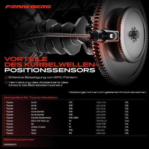 Frankberg 1x Kurbelwellensensor Impulsgeber für Toyota Auris E18 Yaris Corolla IQ Bild Frankberg 1x Kurbelwellensensor Impulsgeber für Toyota Auris E18 Yaris Corolla IQ