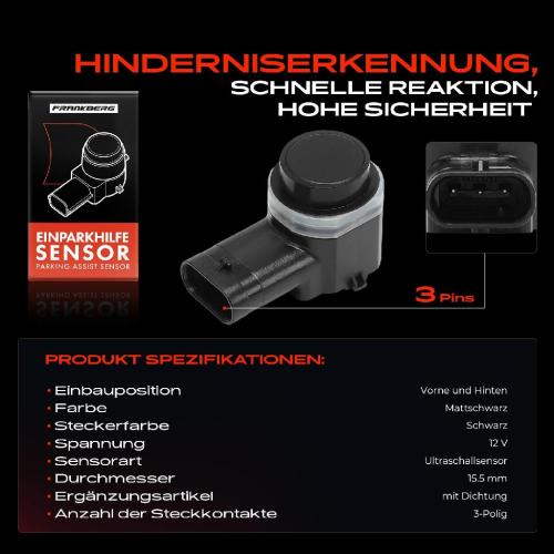 Frankberg 1x Parksensor PDC Sensor Vorne und Hinten für Alfa Romeo Giulietta Hyundai Santa Fé Bild Frankberg 1x Parksensor PDC Sensor Vorne und Hinten für Alfa Romeo Giulietta Hyundai Santa Fé