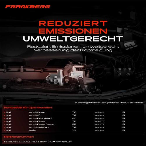 Frankberg 1x AGR-Ventil Abgasrückführungsventil für Opel Astra G Caravan CC Kasten/Kombi Klasseic Stufenheck Meriva Bild Frankberg 1x AGR-Ventil Abgasrückführungsventil für Opel Astra G Caravan CC Kasten/Kombi Klasseic Stufenheck Meriva